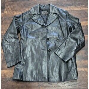 Wilsons Leather Coat  Womens  Black  Genuine 100% Leather
